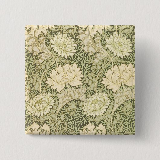Chrysanthemum Blume Pattern (von William Morris) Button (Vorderseite)