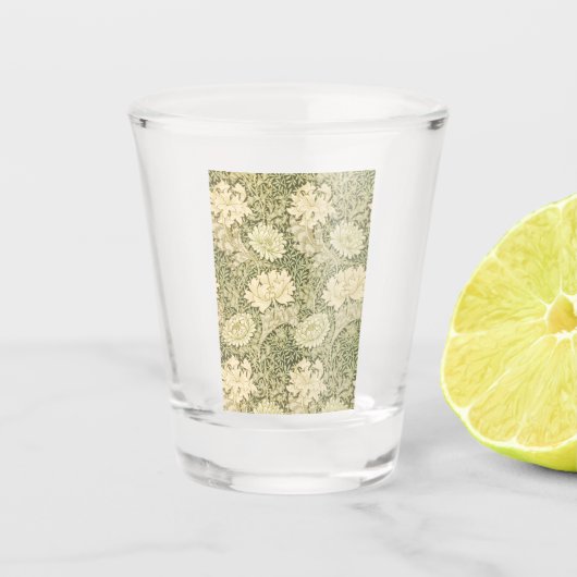 Chrysanthemum Blume Pattern (von William Morris) Schnapsglas (Vorderseite)