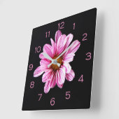 Chrysanthemum Blume Rosa Zahlen wccn Quadratische Wanduhr (Winkel)