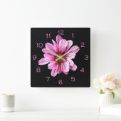 Chrysanthemum Blume Rosa Zahlen wccn Quadratische Wanduhr (Zuhause)