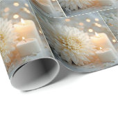 Chrysanthemum Blume und Kerzen Hochzeiten Geschenkpapier (Rolleneckpunkt)