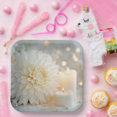 Chrysanthemum Blume und Kerzen Hochzeiten Pappteller (Party)