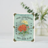 Chrysanthemum Blume Vintag Japanisches Seidensiege Postkarte (Stehend Vorderseite)