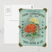 Chrysanthemum Blume Vintag Japanisches Seidensiege Postkarte (Vorne/Hinten)