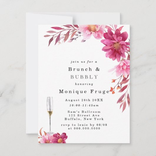 Chrysanthemum Brunch & Bubbly Einladung (Vorderseite)