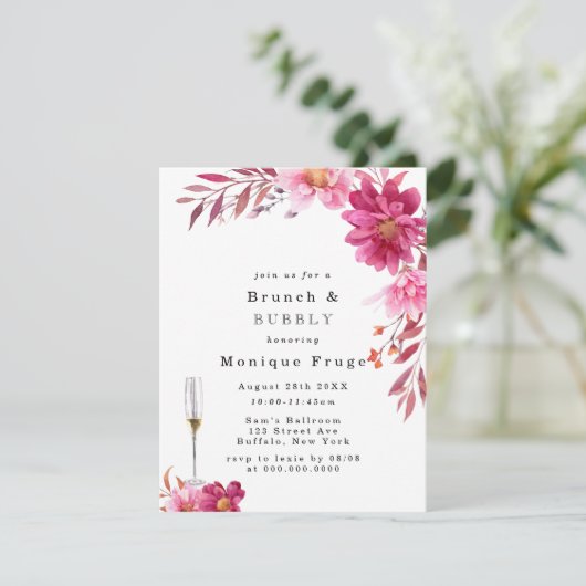 Chrysanthemum Brunch & Bubbly Einladung (Stehend Vorderseite)
