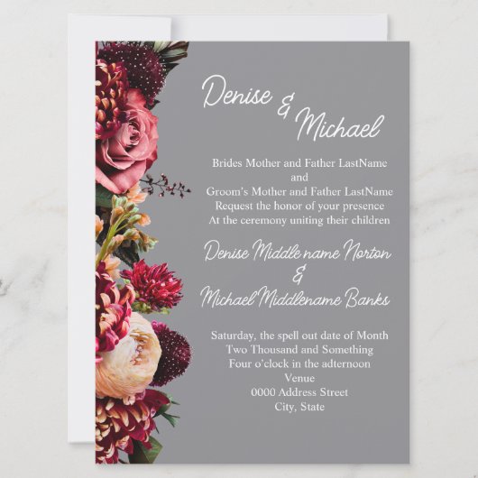 Chrysanthemum Chiseled Stone Coulyed Einladung (Vorderseite)