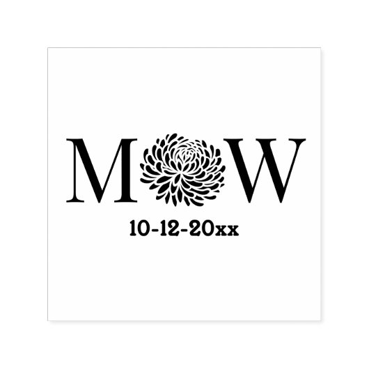Chrysanthemum Couple Wedding 2 Initial Dt Monogram Permastempel (Design)
