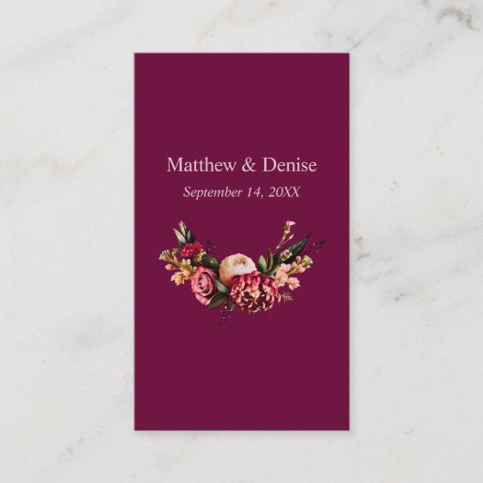 Chrysanthemum Elegant Burgundy RSVP Card QR Code Begleitkarte (Vorderseite)