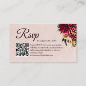 Chrysanthemum Elegant Burgundy RSVP Card QR Code Begleitkarte (Rückseite)