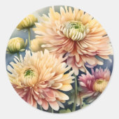 Chrysanthemum Elegante Blume Runder Aufkleber (Vorderseite)