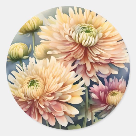 Chrysanthemum Elegante Blume Runder Aufkleber (Vorderseite)