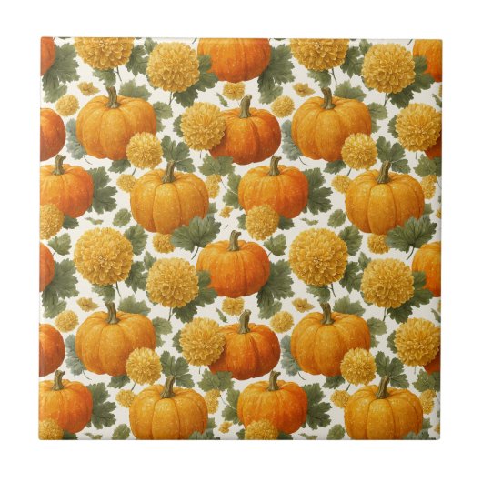 Chrysanthemum Fall Design Fliese (Vorderseite)