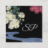 Chrysanthemum, fließendes Wasser, Schönheitssalon Quadratische Visitenkarte (Rückseite)