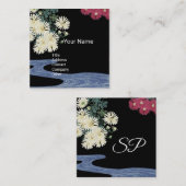 Chrysanthemum, fließendes Wasser, Schönheitssalon Quadratische Visitenkarte (Vorne/Hinten)