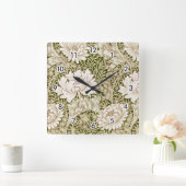 Chrysanthemum Gold, William Morris Quadratische Wanduhr (Zuhause)