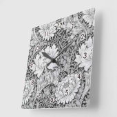 Chrysanthemum Gray, William Morris Quadratische Wanduhr (Winkel)
