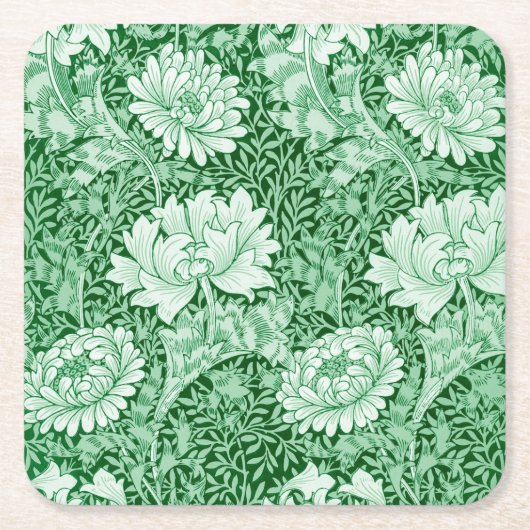 Chrysanthemum Green, Rechteckiger Pappuntersetzer (Vorderseite)