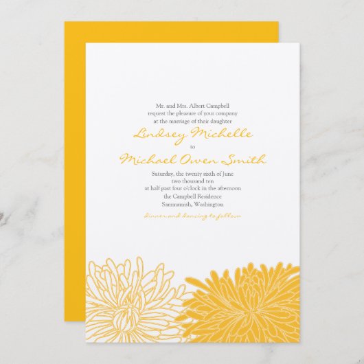 Chrysanthemum Hochzeit Einladung (Vorne/Hinten)