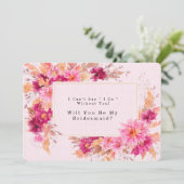 Chrysanthemum in Pink, wird meine Bridesmaid I Einladung (Stehend Vorderseite)