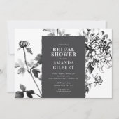 Chrysanthemum Ink Art Bridal Dusche Einladung (Vorderseite)