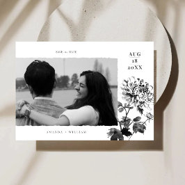 Chrysanthemum Ink Art Foto Save the Date Karte