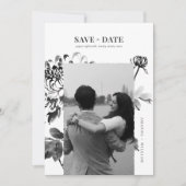 Chrysanthemum Ink Art Foto Save the Date Karte (Vorderseite)