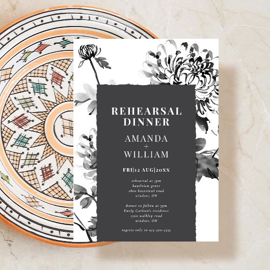 Chrysanthemum Ink Art Probe Abendessen Einladung