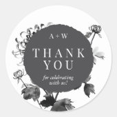 Chrysanthemum Ink Art Round Sticker (Vorderseite)