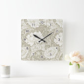 Chrysanthemum Ivory, William Morris Quadratische Wanduhr (Zuhause)