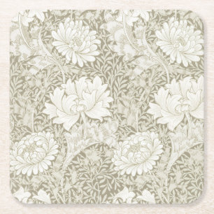 Chrysanthemum Ivory, William Morris Rechteckiger Pappuntersetzer