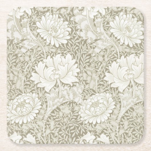 Chrysanthemum Ivory, William Morris Rechteckiger Pappuntersetzer (Vorderseite)