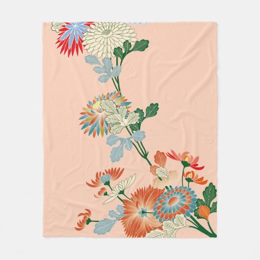 Chrysanthemum, japanisches Design Fleecedecke (Vorderseite)