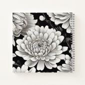 Chrysanthemum Journal mit Schwarzweißfarben Notizblock (Rückseite)