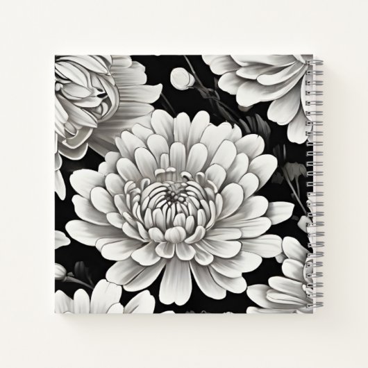Chrysanthemum Journal mit Schwarzweißfarben Notizblock (Rückseite)