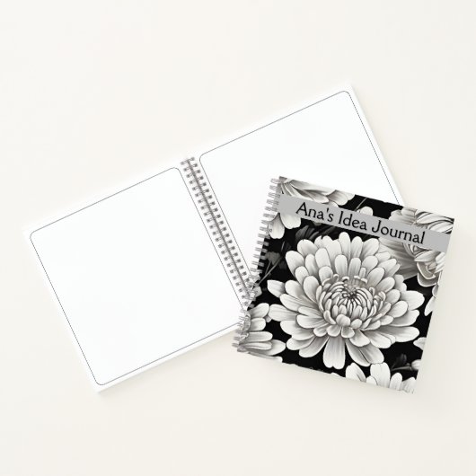 Chrysanthemum Journal mit Schwarzweißfarben Notizblock (Innenseite)