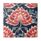 Chrysanthemum Kimono Muster Tile Fliese (Vorderseite)