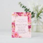 Chrysanthemum-Liebe in Pink bei Blütenhochzeit Einladung (Stehend Vorderseite)