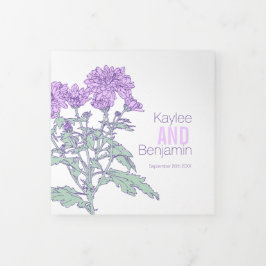 Chrysanthemum lila Blume zeichnend Dreifach-gefaltete Programmkarte