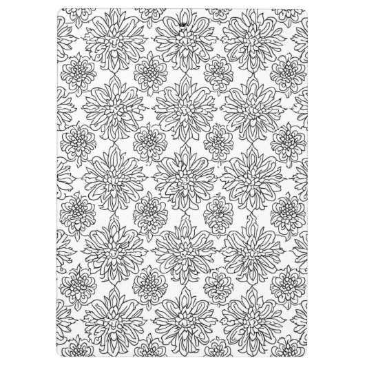 Chrysanthemum Line Art Klemmbrett (Rückseite)