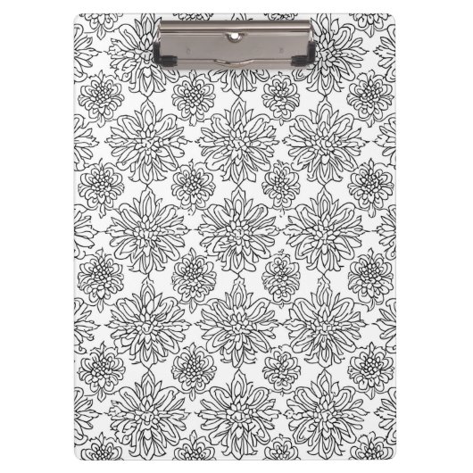 Chrysanthemum Line Art Klemmbrett (Vorderseite)