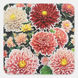 Chrysanthemum Majestät: Embrace Timeless Quadratischer Aufkleber