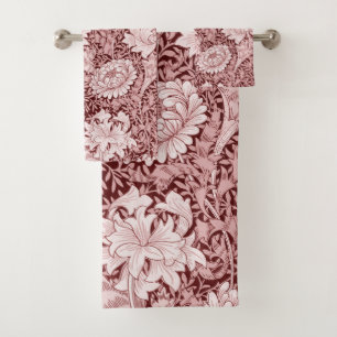 Chrysanthemum Maroon, William Morris Badhandtuch Set