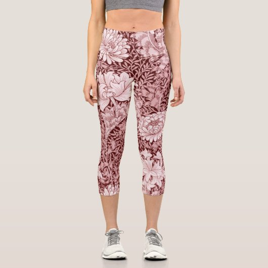 Chrysanthemum Maroon, William Morris Capri Leggings (Vorderseite)