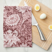 Chrysanthemum Maroon, William Morris Geschirrtuch (Viertel Falte)