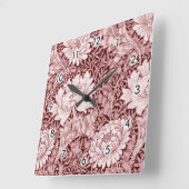 Chrysanthemum Maroon, William Morris Quadratische Wanduhr (Winkel)
