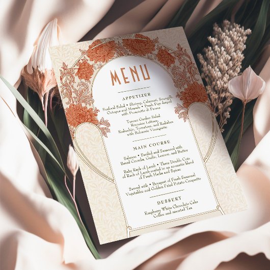 Chrysanthemum Menu Wedding Vintag Art Nouveau Einladung