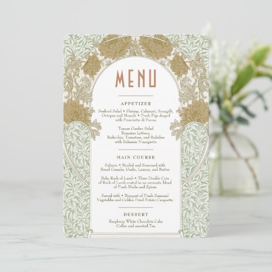 Chrysanthemum Menu Wedding Vintag Art Nouveau Inv Einladung (Stehend Vorderseite)
