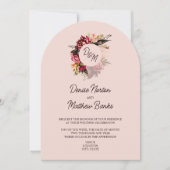 Chrysanthemum Monogram auf blush-Rose Einladung (Vorderseite)