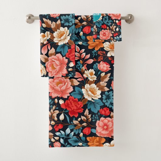 Chrysanthemum Mosaic Personalisiertes Muster Badhandtuch Set (Insitu)